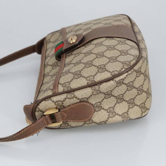 GUCCI GG Supreme Web Sherry Line Shoulder Bag PVC Beige 89 02 032 Auth 97594 - Picture 4 of 16